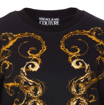 Versace Jeans Couture Knitwear Crewneck Embroidered Design Long Sleeves In Black