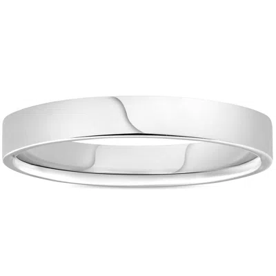 Pompeii3 3mm Flat High Polished Wedding Band 950 Platinum Size Selectable In Silver