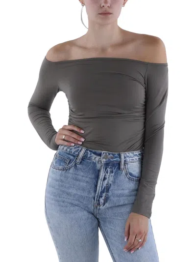 Tart Womens Ruched Long Sleeve Bodysuit In Green