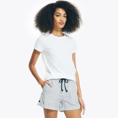 Nautica Womens Sustainably Crafted Solid Crewneck T-shirt In White