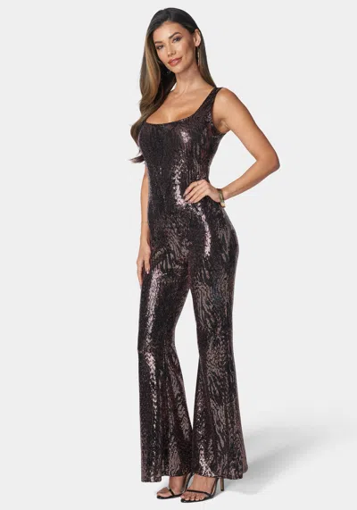 Bebe Stretch Sequin Catsuit In Gold