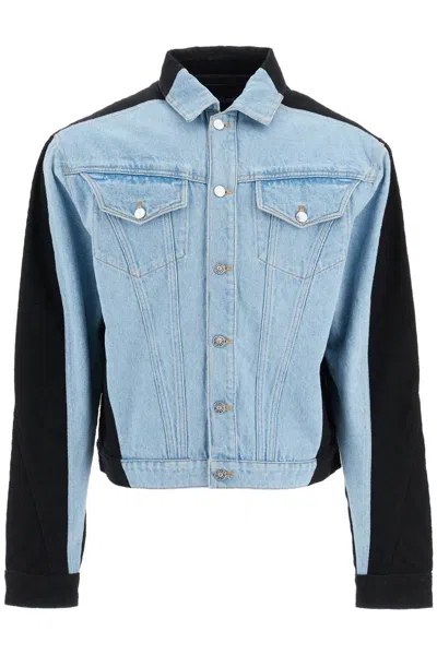 Mugler Colour-block Jacket In Blue