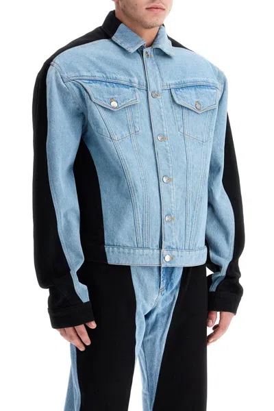 Mugler Colour-block Jacket In Blue