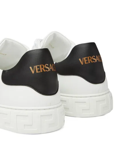 Shop Versace Greek Pattern Sneakers In Black