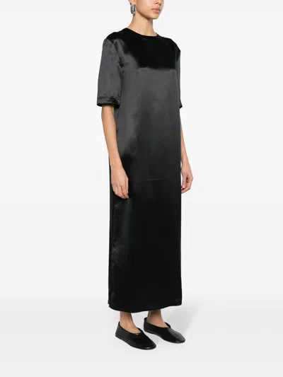 Loulou Studio Tuga Short-sleeve Shift Satin Midi Dress