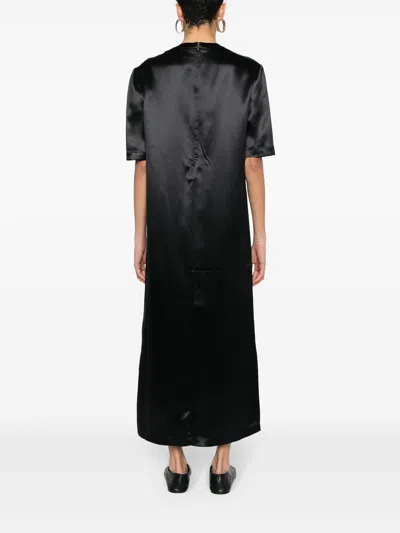 Loulou Studio Tuga Short-sleeve Shift Satin Midi Dress