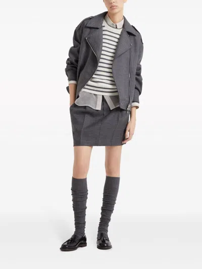 Brunello Cucinelli Cashmere Blend Striped Sweater With Paillette Detail In Cuy42