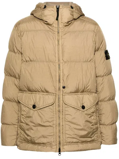 Stone Island Hooded Crinkle-reps R In Brown