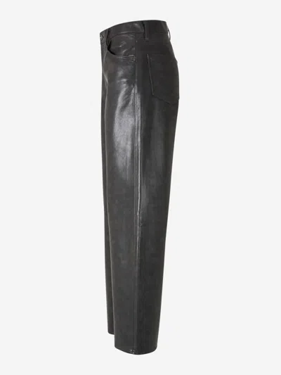 Shop Agolde Wide Leather Jeans In Antracite Grey