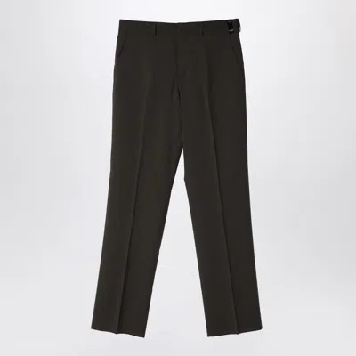 Fendi Dark Green Wool Trousers For Men In Green