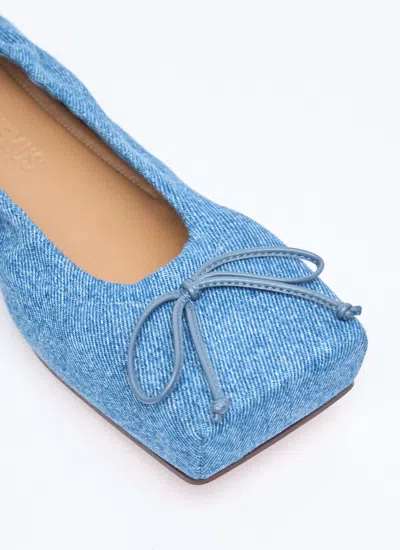Jacquemus Les Ballerines Bow Square Toe Denim Ballet Flat In Blue