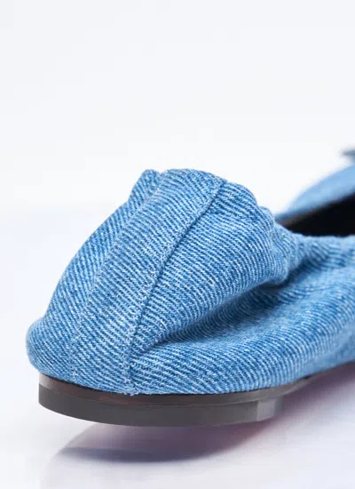 Jacquemus Les Ballerines Bow Square Toe Denim Ballet Flat In Blue
