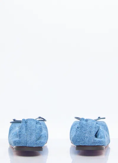 Jacquemus Les Ballerines Bow Square Toe Denim Ballet Flat In Blue