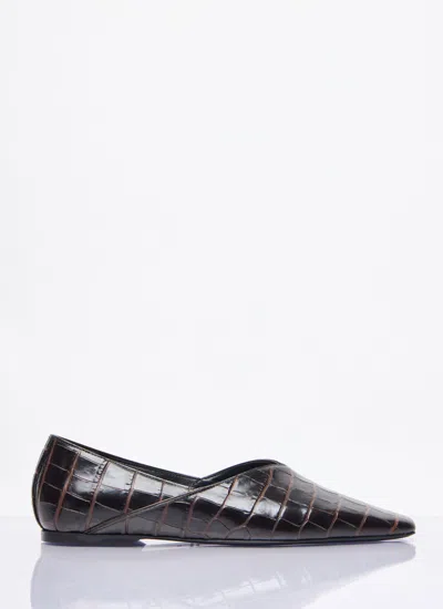 Totême Toteme Croc-embossed Leather The Everyday Ballet Flats In Brown