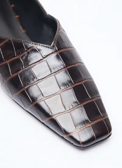 Totême Toteme Croc-embossed Leather The Everyday Ballet Flats In Brown