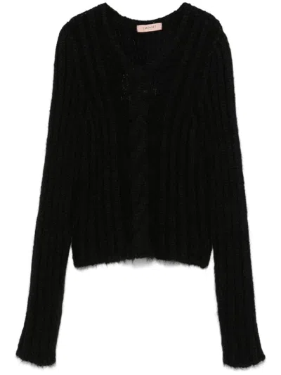 Twinset Ribbed Sweater In Black