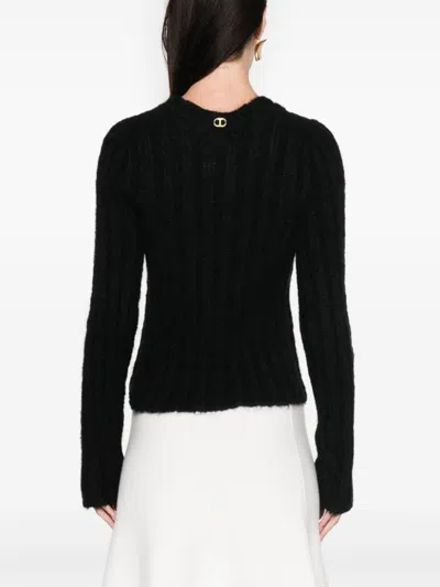 Twinset Ribbed Sweater In Black