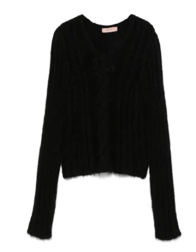 Twinset Ribbed Sweater In Black