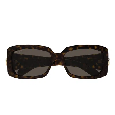 Gucci Gg Corner Rectangular Sunglasses In Brown