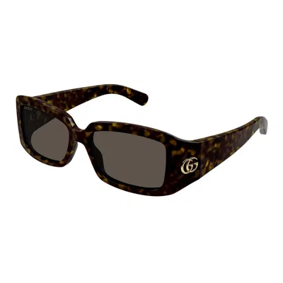 Gucci Gg Corner Rectangular Sunglasses In Brown