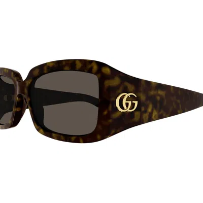 Gucci Gg Corner Rectangular Sunglasses In Brown