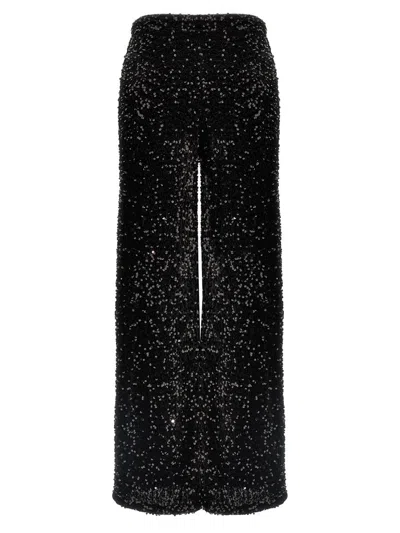 Le Twins Dark Green Flared Leg Pants In Black