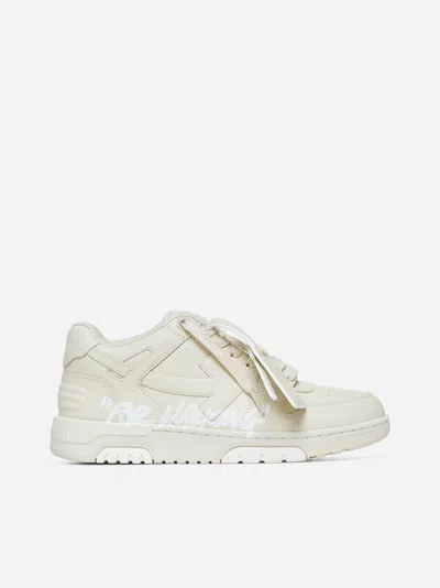 Shop Off-white Out Of Office “for Walking” Leather Sneakers In Beige,white