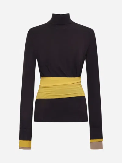 Shop Fendi Wool Turtleneck In Aubergine