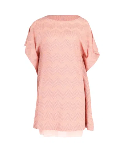 M Missoni Chevron Pattern Knit Kaftan In Pink Polyester In Pink