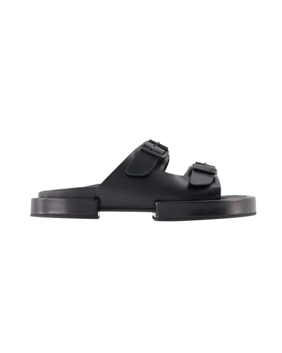 Ann Demeulemeester Henri Block Double Buckle Strapped Sandals In Black