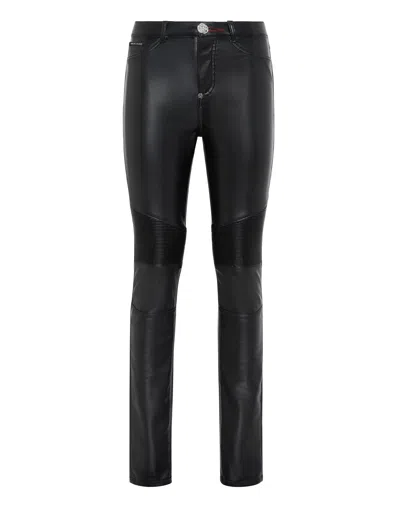 Philipp Plein Denim Leggings In Black