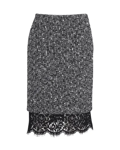 Michael Kors Lace Hem Pencil Skirt In Grey Polyester In Grey