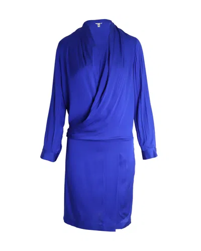 Diane Von Furstenberg Wrap Dress In Blue Silk In Blue