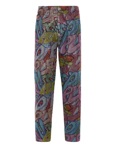PHILIPP PLEIN DENIM TROUSERS MOM FIT BROOCHES 