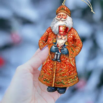 G. Debrekht Santa's Holiday Nutcracker Wooden Christmas Ornament By