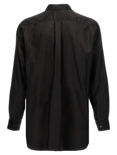 Comme Des Garçons Collared Shirt With Curved Hem And Pocket In Black