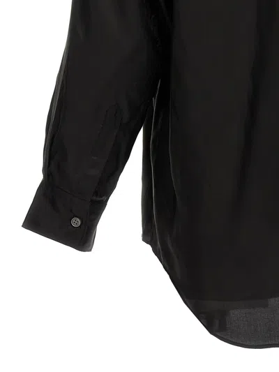 Comme Des Garçons Collared Shirt With Curved Hem And Pocket In Black