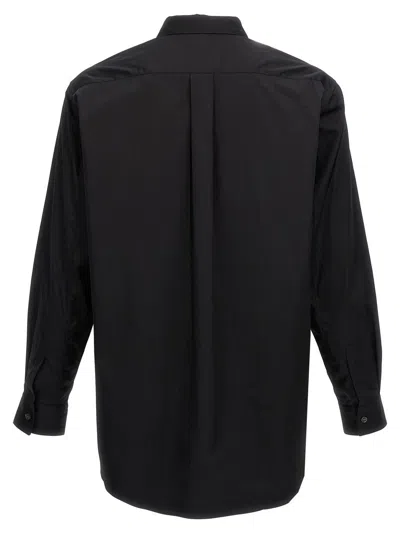 Comme Des Garçons Collared Shirt With Curved Hem And Pocket In Black