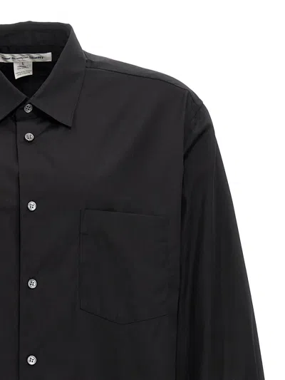 Comme Des Garçons Collared Shirt With Curved Hem And Pocket In Black