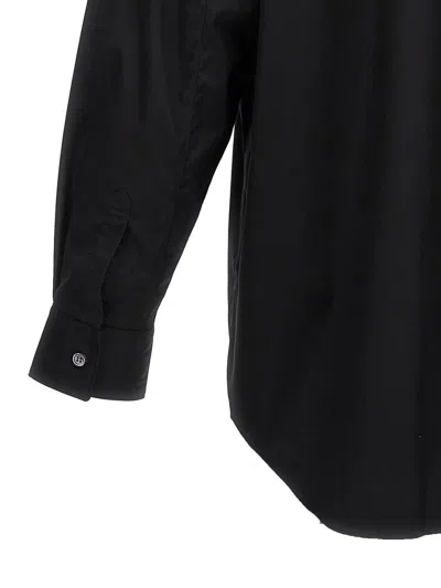 Comme Des Garçons Collared Shirt With Curved Hem And Pocket In Black