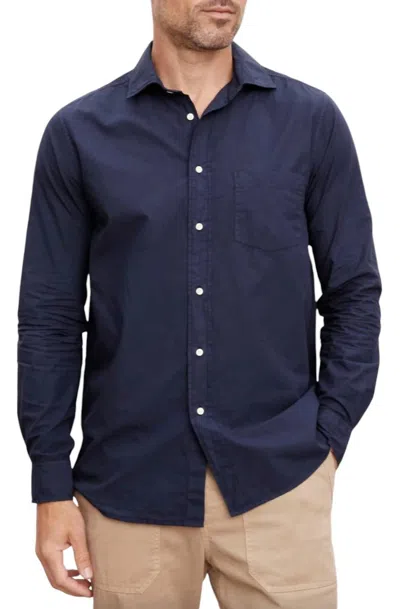 Velvet By Graham & Spencer Long Sleeved Brooks Shirt In Navy Blue In Blue