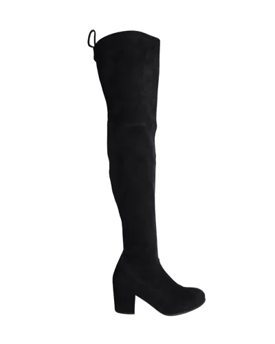Stuart Weitzman Over The Knee Heeled Boots In Black Suede In Black