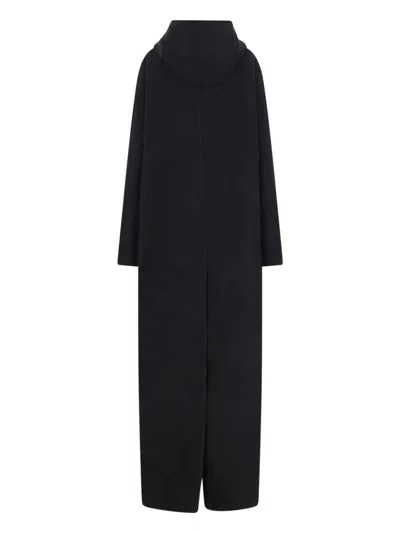 Rick Owens Maxi Coat With Hood In Black