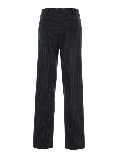 Michael Kors Navy Blue Pleated Pants In Grey