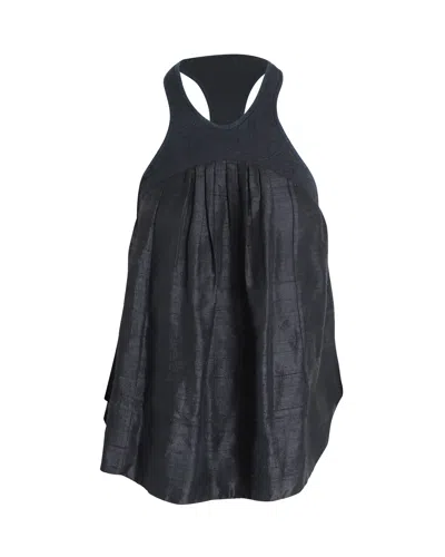 Isabel Marant Racerback Pleated Blouse In Black Silk In Black