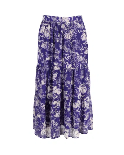 Ba&sh Ba & Sh Uria Floral Print Tiered Skirt In Purple Polyester In Purple