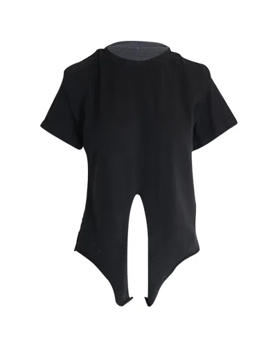 Isabel Marant Padded Shoulder Knotted T-shirt In Black Cotton In Black