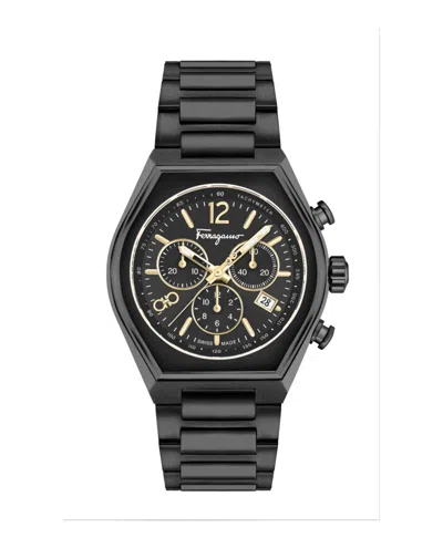 Ferragamo Tonneau Chrono Bracelet Watch In Black