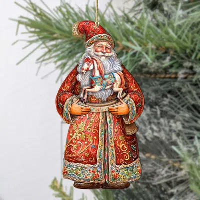 G. Debrekht Santa's Nostalgic Rocking Horse Wooden Christmas Ornament By