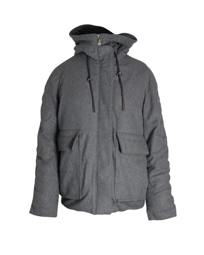 Acne Studios Asa Puffed Hooded Winter Jacket In Grey Wool In Grey